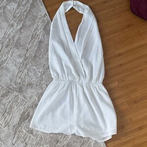superdown White Halter Jumpsuit